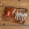 New Vegetable Tanned Leather Wallet, Men's Cowhide Multifunctional Three In One Card Bag, Key Bag