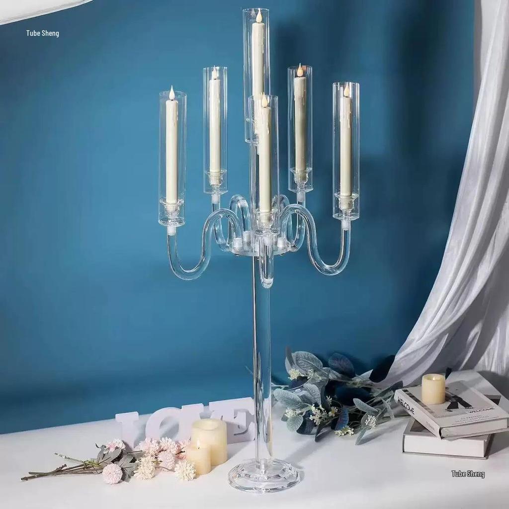 Transparent Acrylic Candle Holder for Birthdays, Weddings, and Banquet Decorations