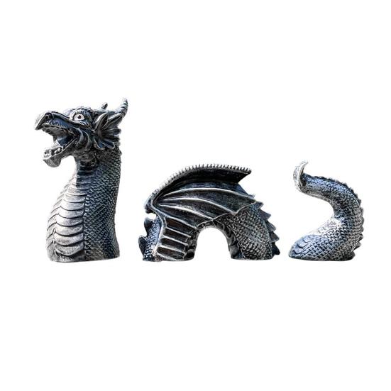 

Готическая садовая статуя дракона, фигурка дракона из 3 частей, всепогодное уличное искусство, скульптура дракона для украшения дома, патио, двора, лужайки, внутреннего двора чёрный