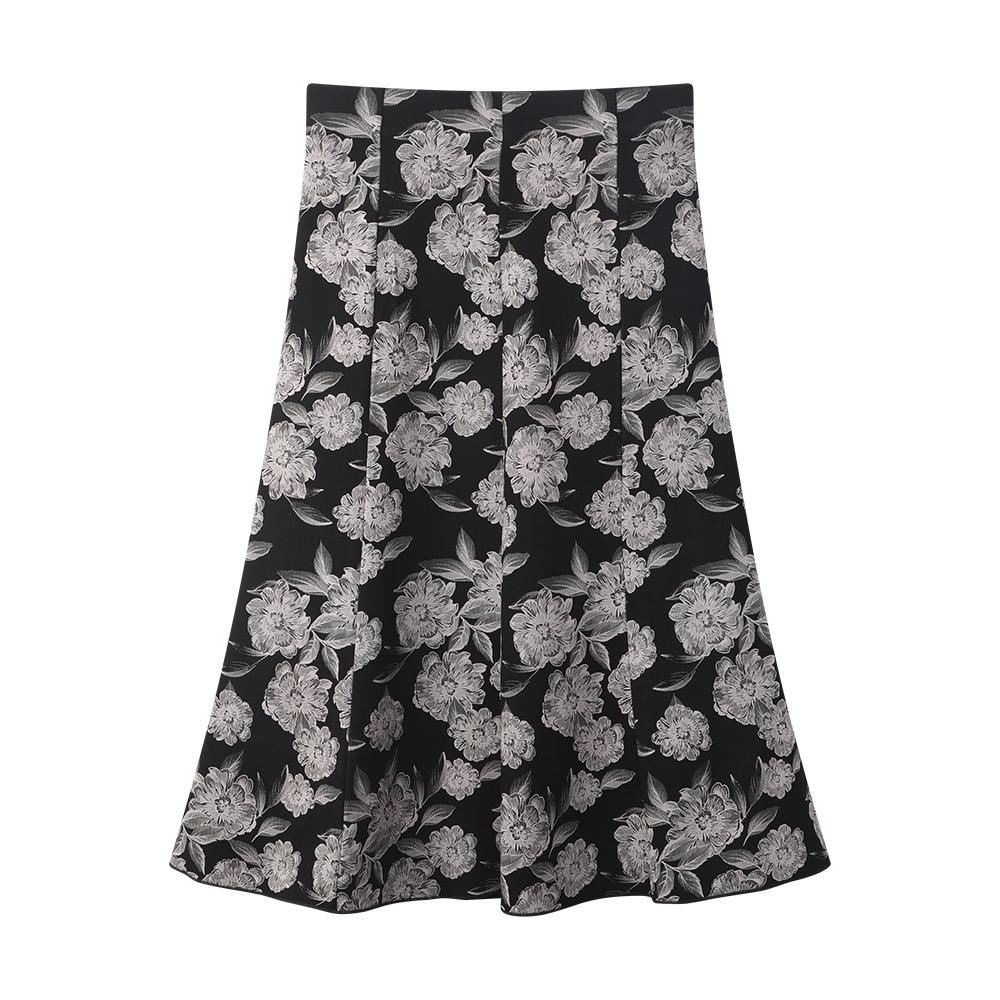 Women's Casual Printed Skirt, Floral Skirt, Trendy Temperament, A-line Skirt, Elastic Mid-length Skirt
