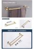 Luxury Brushed Gold Bathroom Accessory Set: Towel Rack, Bar, Paper Holder, Hook, Soap Dispenser.