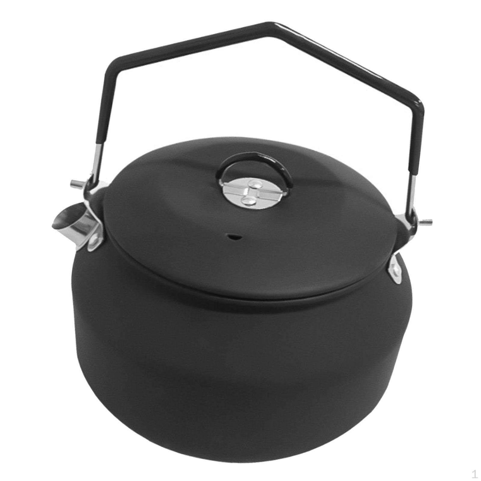 1.1L Camping Kettle Stainless Steel Portable Tea Compact Outdoor Hiking Picnic чёрный