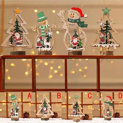 Hölzerner Schneemann Weihnachtsbaum Desktop Bemaltes Hohlholz Zusammengebaute Dekorationen Zuhause Bar Weihnachten Tischschmuck Deko Handwerk
