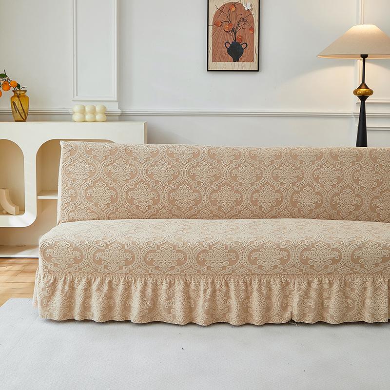 Armless Futon Cover Stretch Sofa Bed Slipcover Protector Elastic Feature Rich Textured High Spandex Small Checks Jacquard
