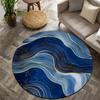 Wave Art Style Flannel-printed round floor mats are slip-resistant Suitable for living room bedroom terrace garden carpets