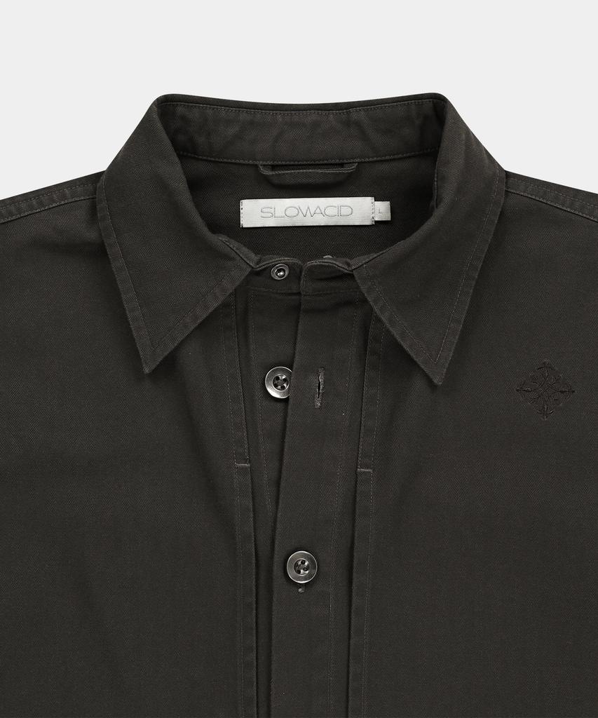 SLOWACID Washed Herringbone Shirt Jacket [Charcoal]