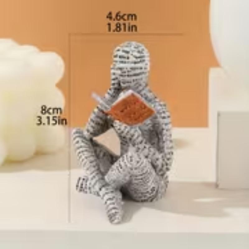 1pc Abstract Reading Woman Resin Statue Scandinavian Modern Style Decor Thoughtful Book Lover Figurine Desk Sculpture For Bedroom Living Room