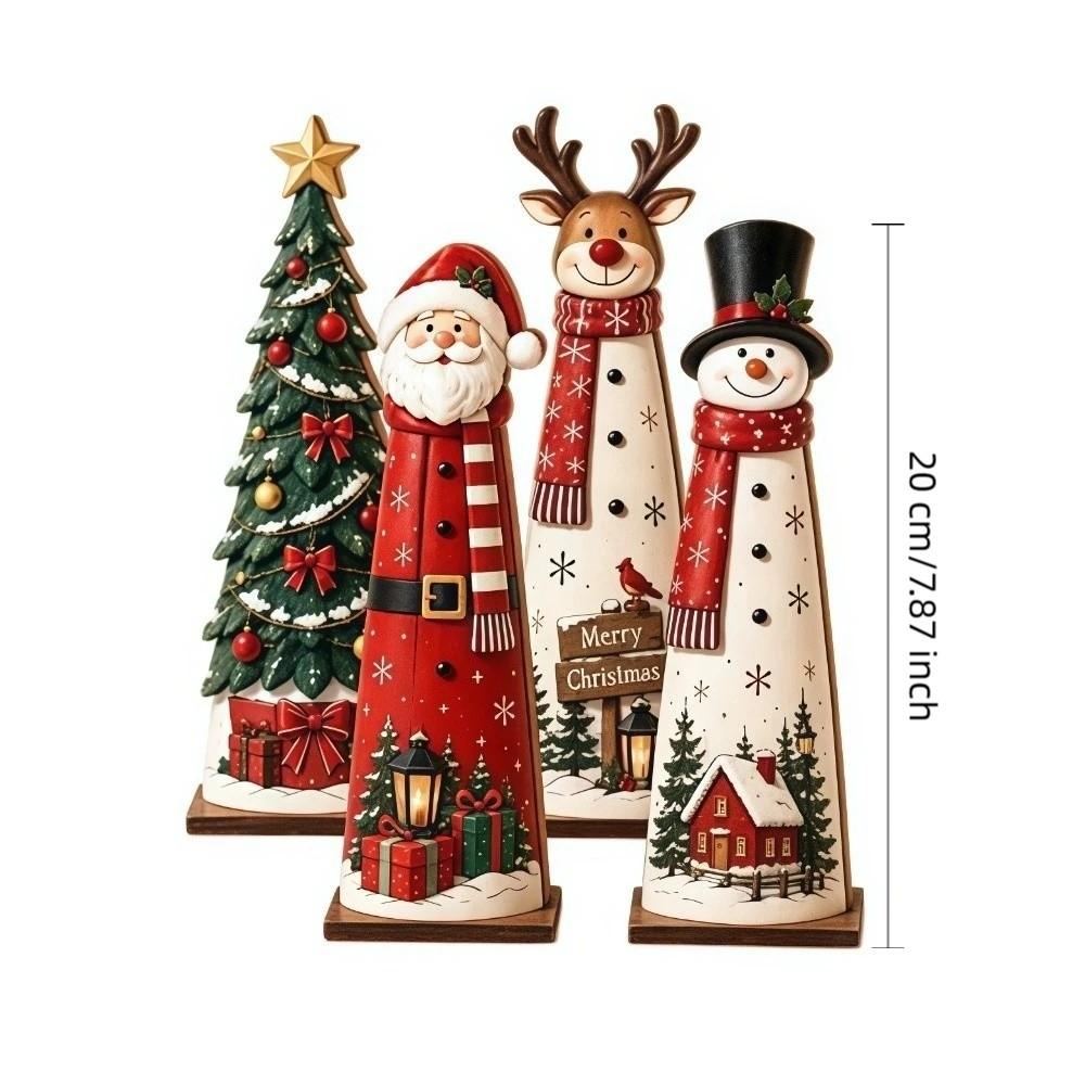 Wooden Christmas Tabletop Ornaments Santa Christmas Figurines Home Decor