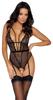 Cottelli LINGERIE - Black Lace Bodysuit with Pearls at the Crotch M