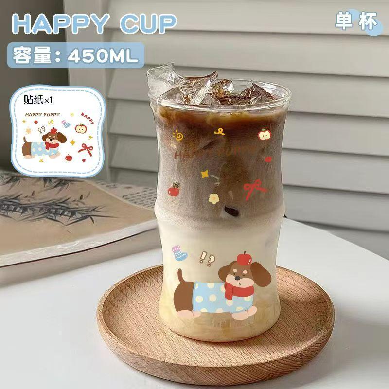 

Cute China Panda Glass Creative Tea Bottle Single Transparent Coffee Cup Juice Panda Breakfast Milk Cup Glassware for Drinking 401-500ml