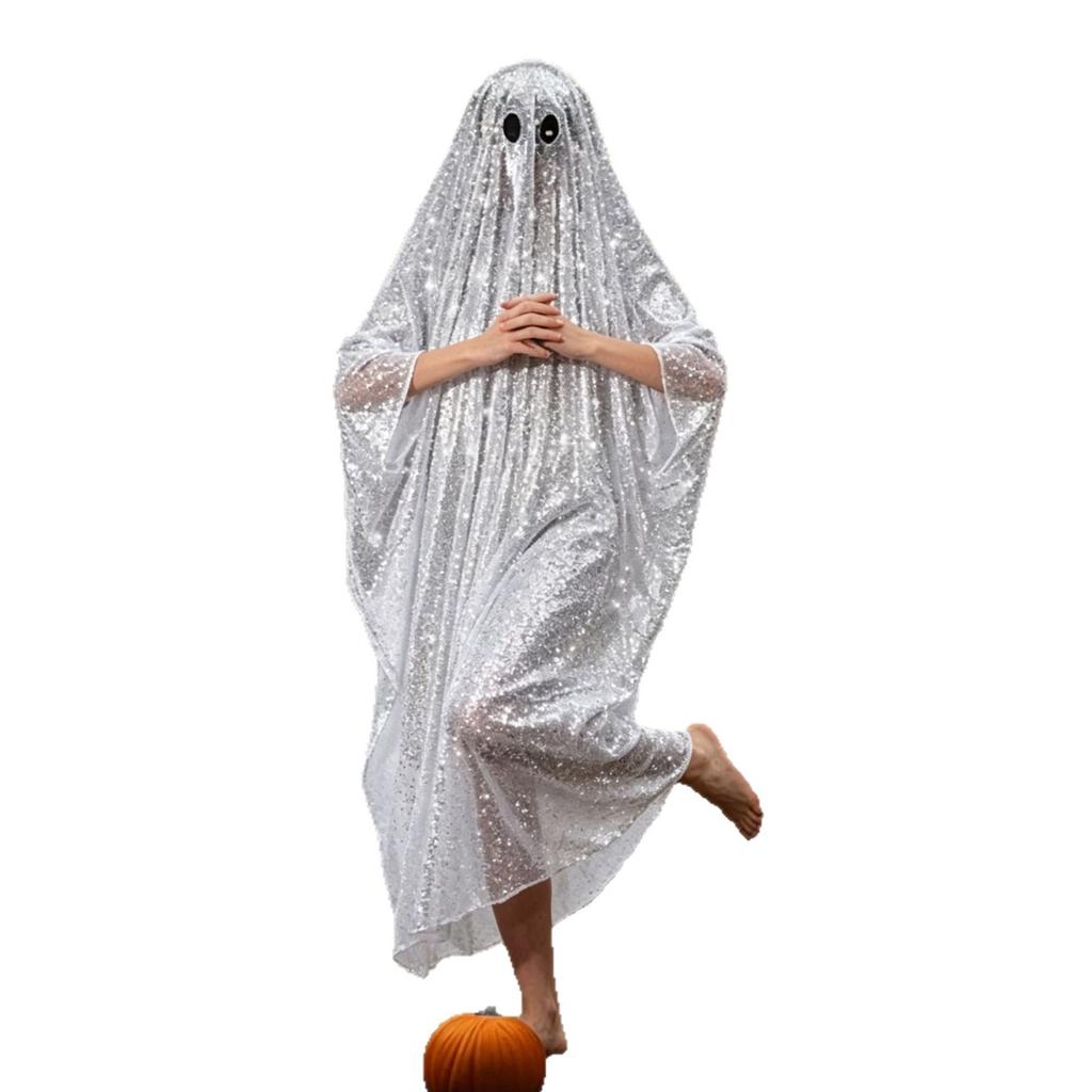 Halloween Paillettenumhang mit zwei Augen, Kostümumhang für Kostümparty für Erwachsene