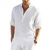 New Men's Casual Shirt Cotton and Linen Shirt Loose Top Long Sleeve T-shirt Spring and Autumn Casual Handsome Shirt