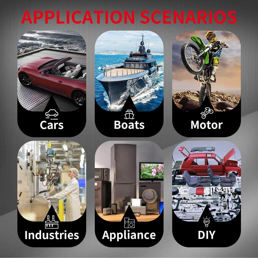 6pcs 12V Momentary Push Button Switch Waterproof Black Metal 12mm 1/2'' Small Round Power Pushbutton 2 Pin Push ON