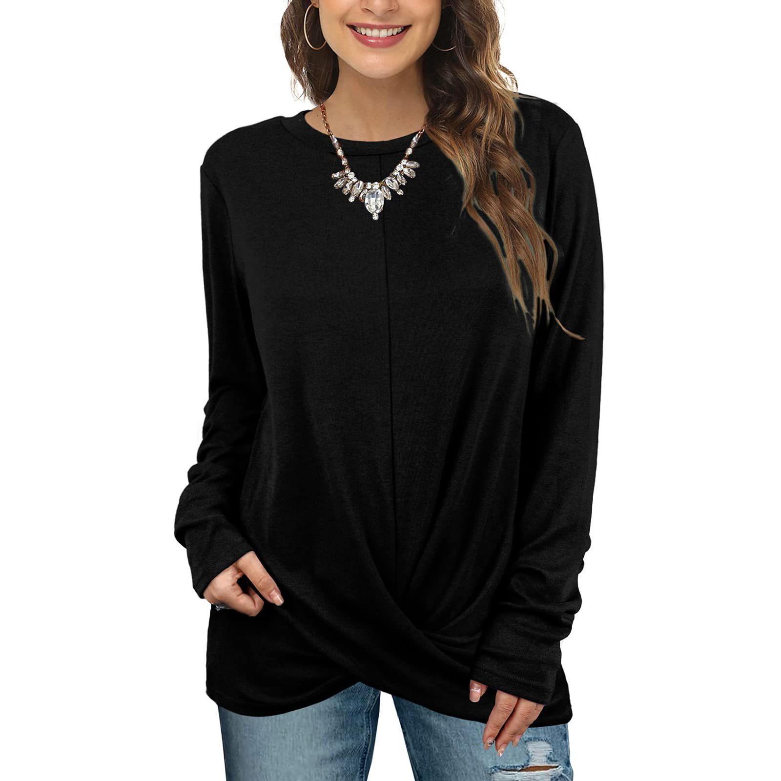 

Womens Tops Long Sleeve Casual Oversized Sweatshirt for Women Crewneck Workout Tops for Women Loose Fit Going Out Tops L чёрный