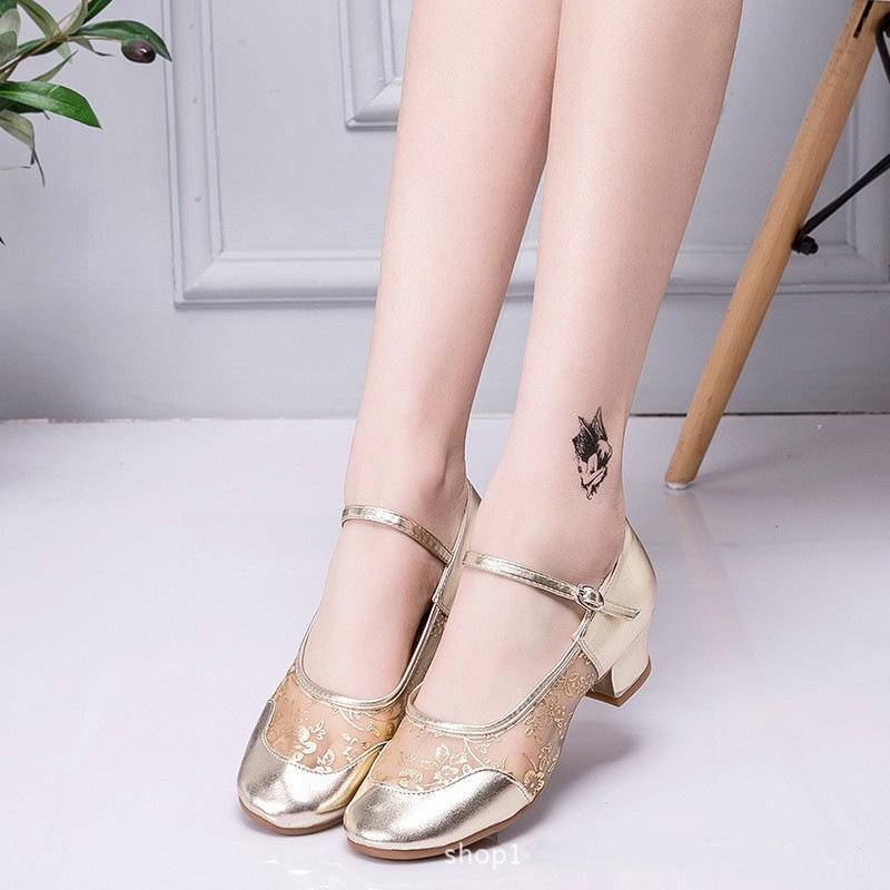 2025 new mesh square dance shoes dance shoes women's soft-soled dance shoes dance shoes practice Latin dance shoes mother shoes