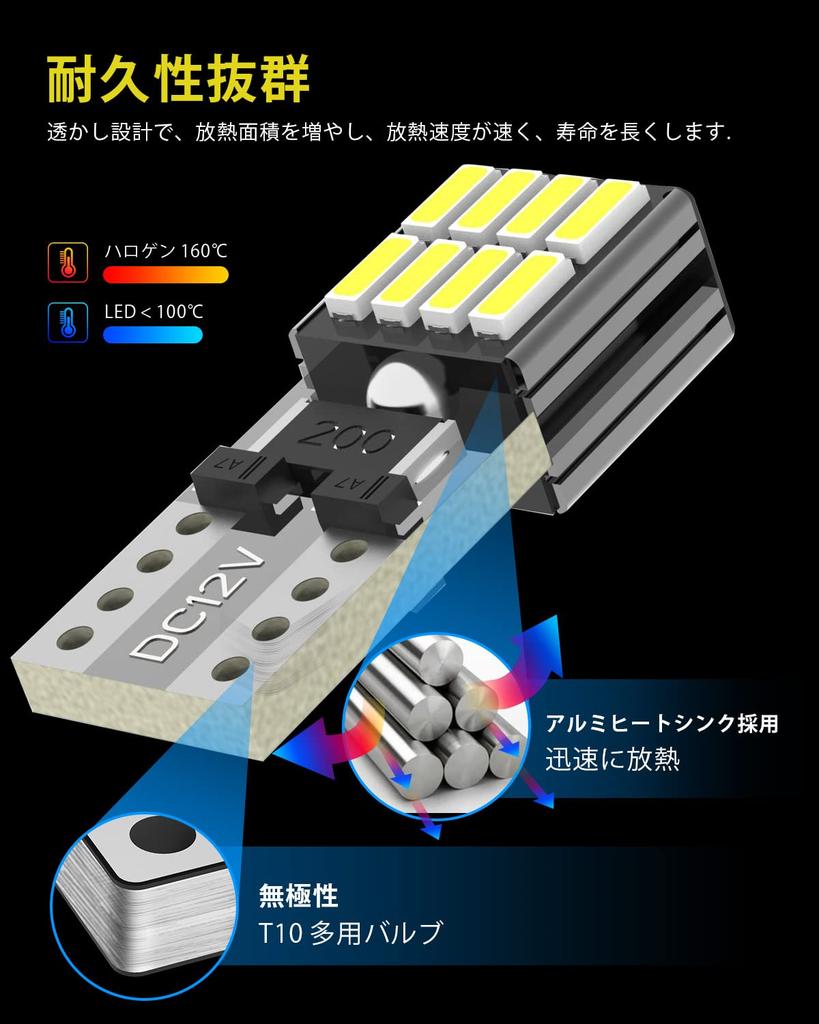 T10 LED White Explosive Light 4 Pcs Car Inspection Compatible with 21 Rows of