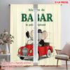 2pcs 2D Flat Printing Scene Curtains Histoire Babar Elephant Car 100% Polyester Fabric Without Electricity 0 Use for Holiday
