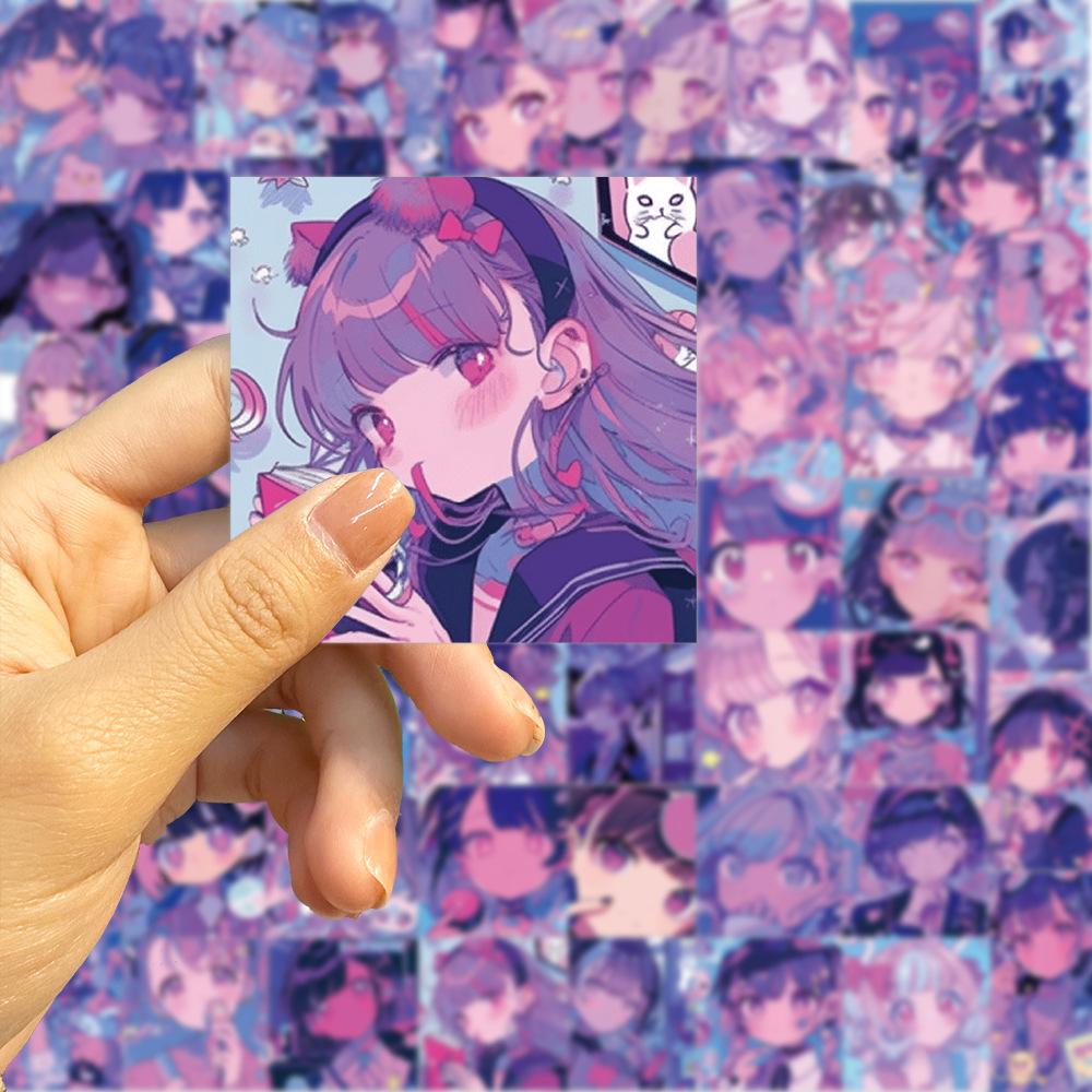 61 Purple Steam Wave Girl Graffiti Stickers Decorate Guitar Notebook Suitcase DIY Waterproof