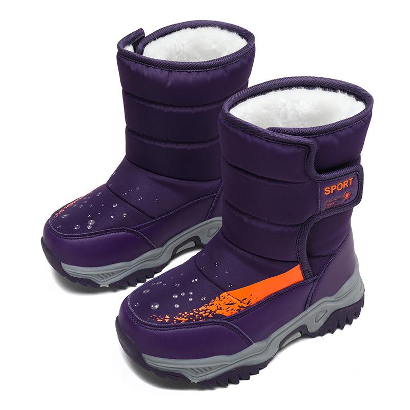 

Newest Winter Snow Boots Children Boys Girls Thick Plush Warm Waterproof High Boots Student School Baby Kids Shoes C 27