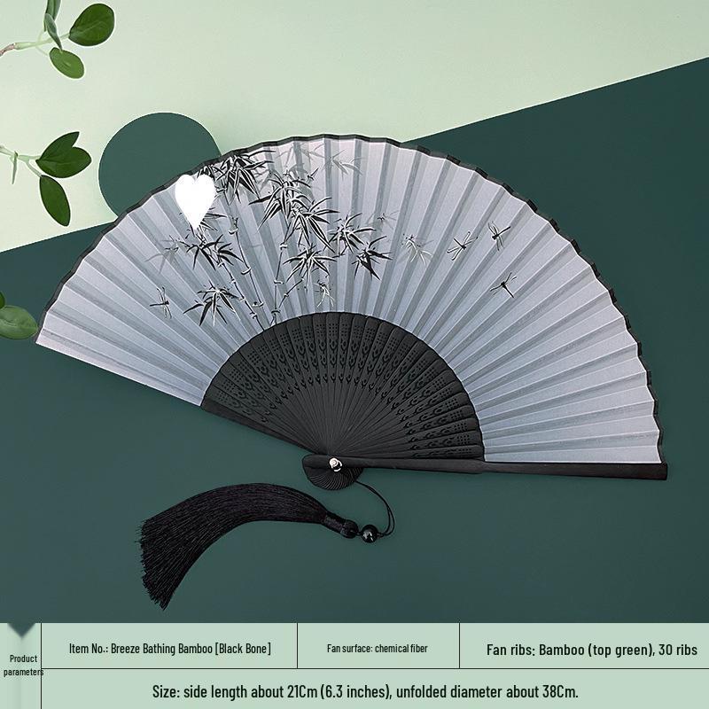Китайский складной веер в древнем стиле: Портативный летний бамбуковый веер Ханьфу Ципао для танца Гардения