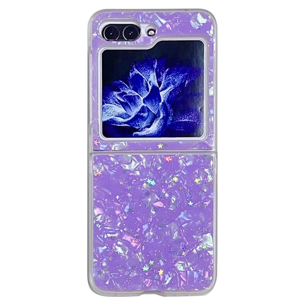 

For Samsung Galaxy Z Flip5 5G Epoxy Glitter PC Phone Case Shell Pattern Protective Cover Purple
