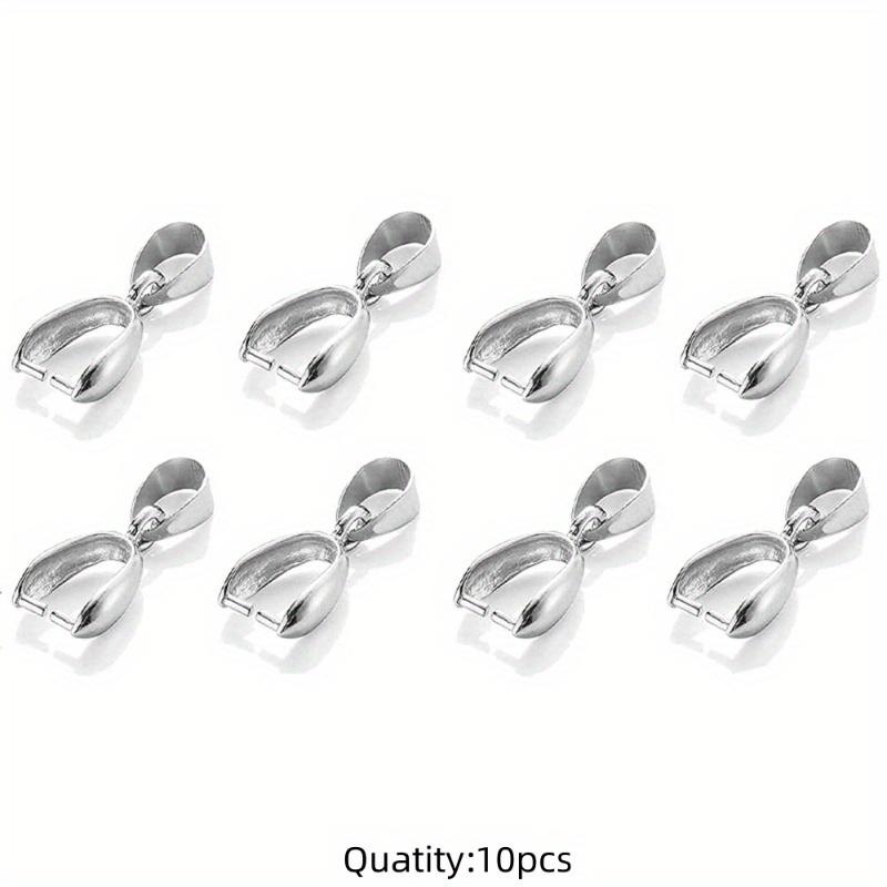 10pcs Stainless Steel Pendant Pinch Clip Bail Clasp Closure Hook Fasteners for DIY Necklace Jewelry Making Supplies Material