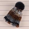 Winter Fur Hats for Ladys Women's Rex Rabbit Fur Caps Beanies Solid Elastic Winter Fashion Accessories Fox Fur Pompom Hat