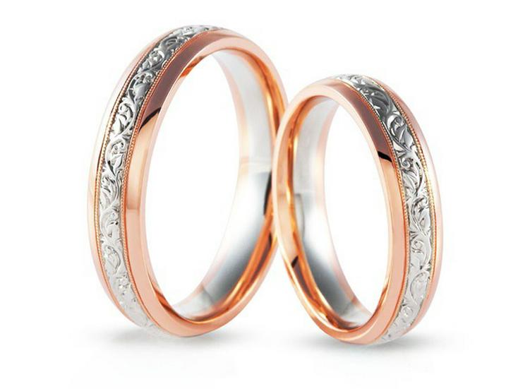 Zhenrong Wunsch: Roségoldplattierte zweifarbige Partnerringe für die Hochzeit