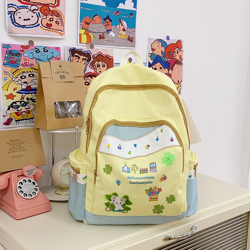for female junior high school students, cute graffiti backpack, lightweight high school college students, computer travel, backpack tide жёлтый