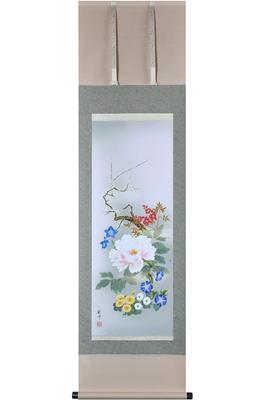 Sunny Town Gallery Hanging Graceful Flowers of the Four by Yamamura X 164 Cm Scroll, Year-Round Hanging, Seasons, Kanpo, Shaku-san, 44.5
