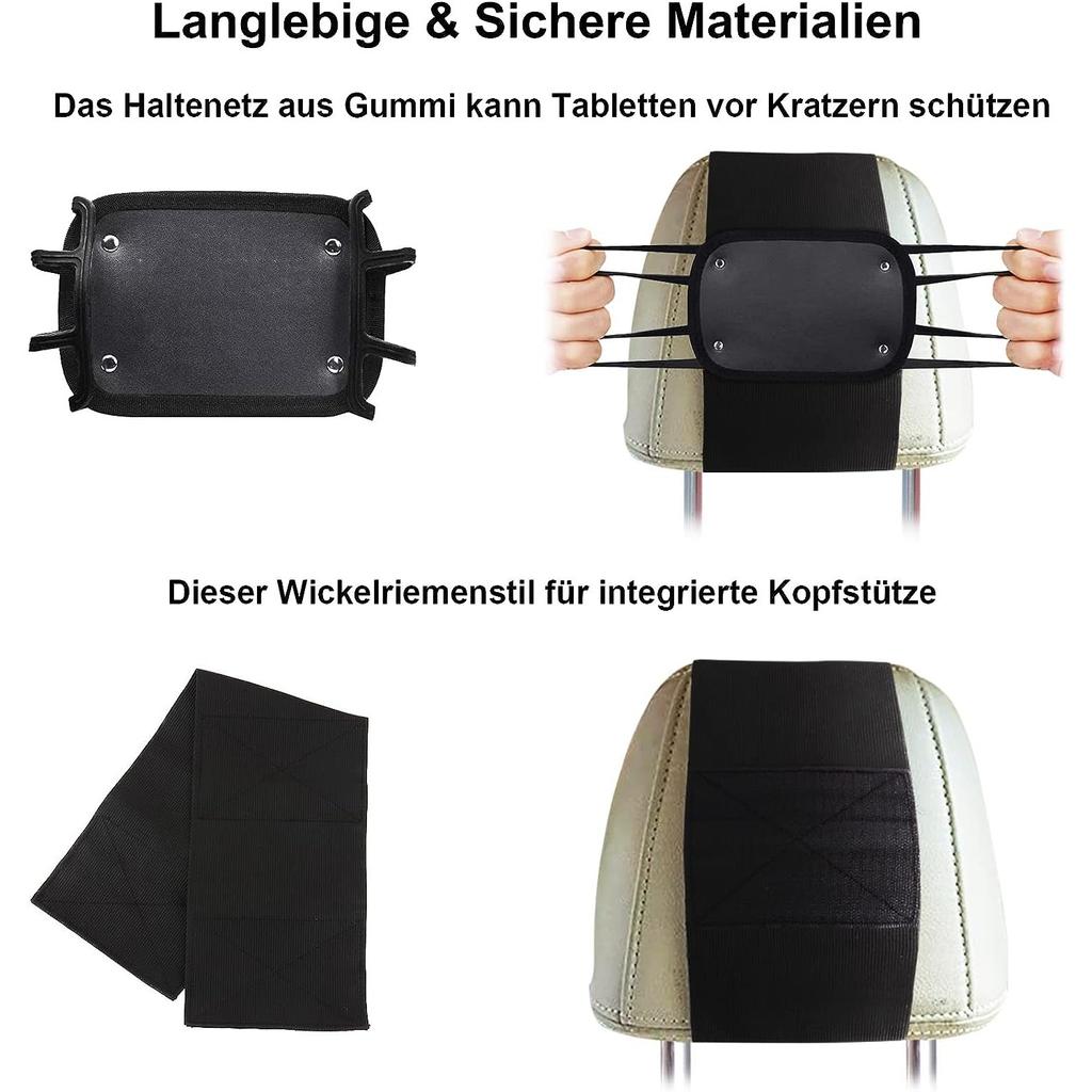 Tablet-Kopfstützenhalterung fürs Auto, Tablet-Halterung mit Silikon-Befestigungsnetz für alle Kindle Fire, iPad und Tablets mit 7-10,5 Zoll Bildschirmgeräten