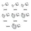 2Pcs Medical Stainless Steel Crystals Stud Earrings Screws Piercing Tragus Cartilage Ear Studs Earrings for Men Women Jewelry
