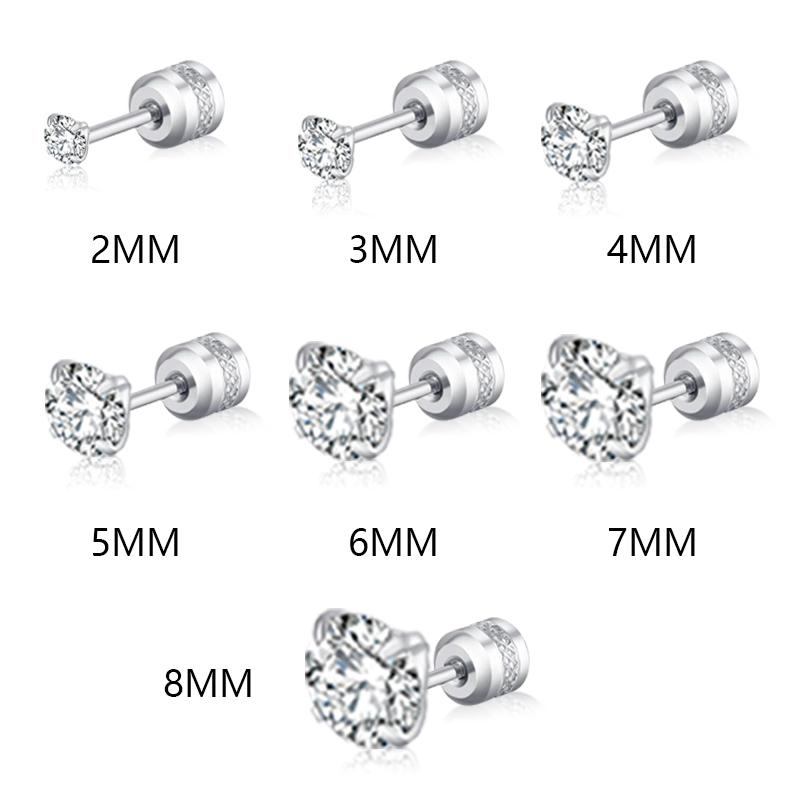 2Pcs Medical Stainless Steel Crystals Stud Earrings Screws Piercing Tragus Cartilage Ear Studs Earrings for Men Women Jewelry