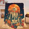 Black and white wolf in the night sky digital-printed polyester Bedroom velvet flannel soft cover blanket Fleece cover blankets