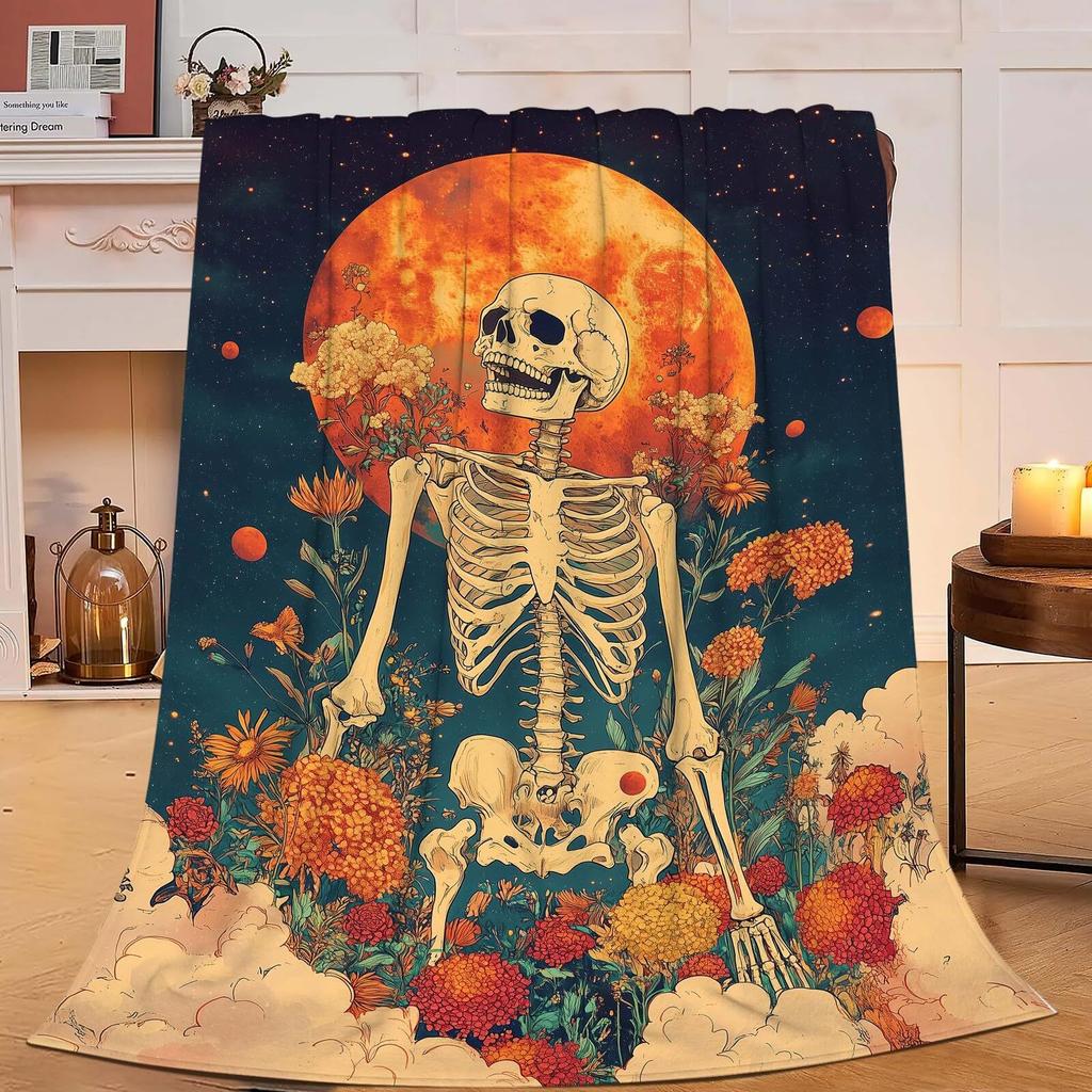 Black and white wolf in the night sky digital-printed polyester Bedroom velvet flannel soft cover blanket Fleece cover blankets
