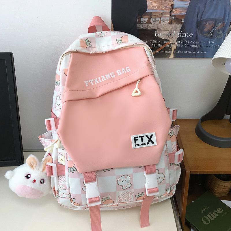 School Bag Elementary School Girl Junior High School Student High School Student College Student Cute Backpack Contrast Color Backpack