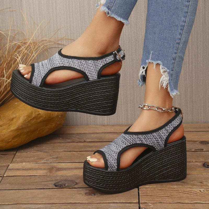 Sandalen Damen Frühling und Sommer Bequem Lässig Netz Damen Schuhe Plateau Keilabsatz Große Größe Sportsandalen