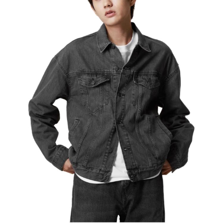 Gap Denim Jackets Men's Black Gray Color Lapel Moderate Other 745031