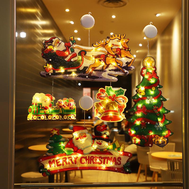LED Christmas Suction Cup Window Lights: Indoor Decorative Hanging Festival Lights