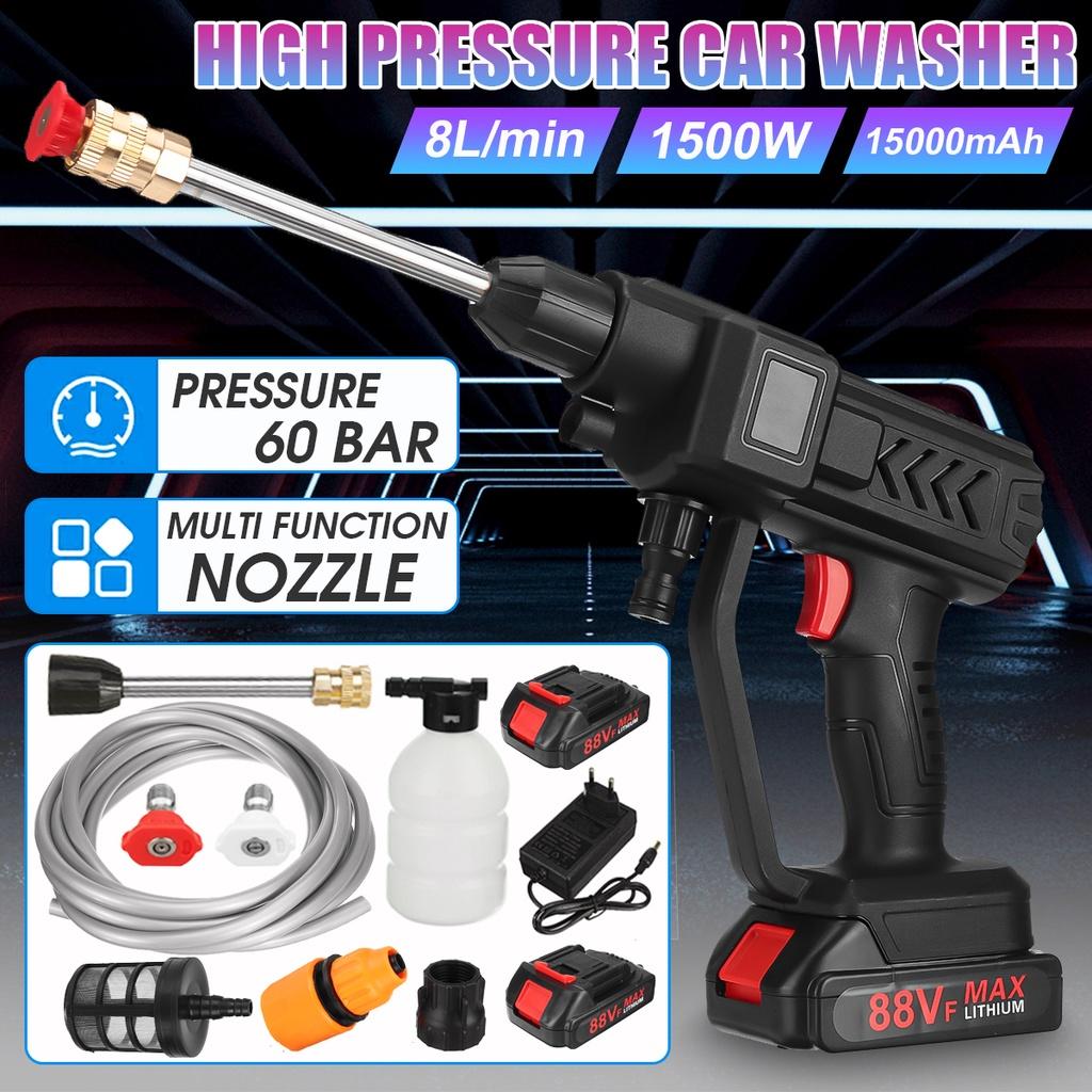 NEW 1500W 88V Cordless High Pressure Car Washer Rechargeable Car Wash Gun Electric Water Gun Foam Machine for Makita 18V Battery