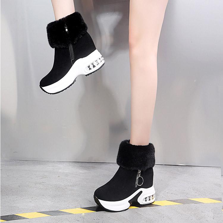 Autumn Winter Plus Size Women's Thick Soled Snow Boots Comfortable Warm Sponge Cake Slope Heel Velvet Short Cotton Boots 35-43