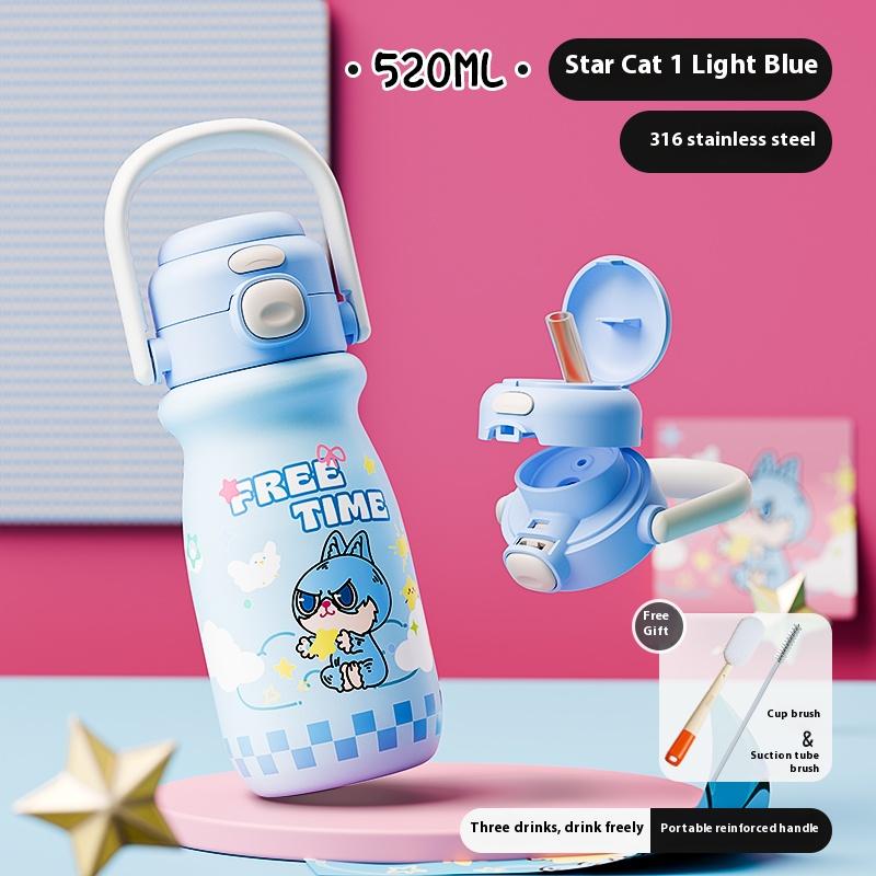 Gianxi Children's Insulated Cup Portable Water Bottle for School Primary School and Kindergarten Straws Water Cup Insulated Cup