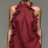 Summer Maxi Dress for Women Ruffle Halter Sleeveless Long A-Line Dress Casual Beach Vacation Flowy Sundress
