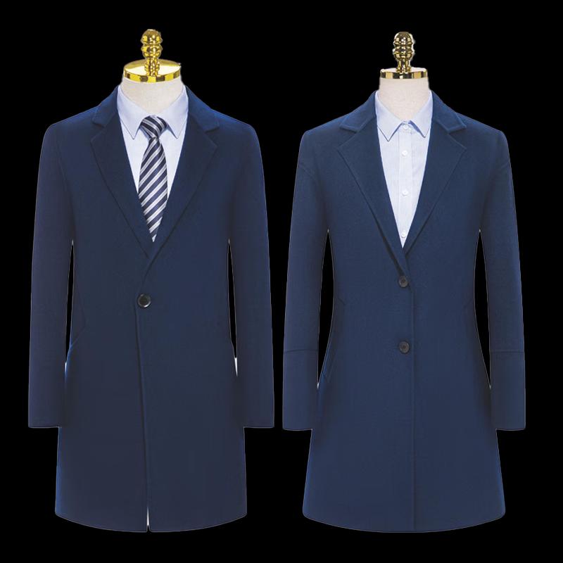 Teluoman Unisex Royal Blue 100% Wool Mid-length Coat