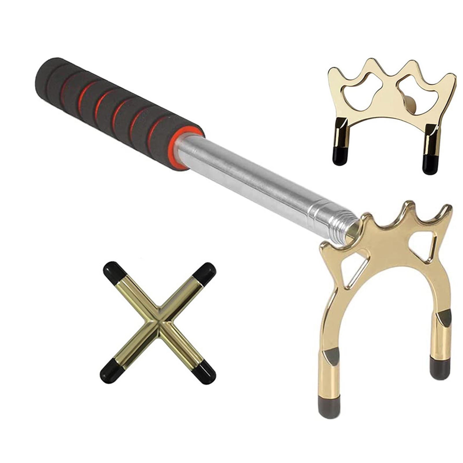 

Billiards Bridge Snooker Cue Stick Adjustable Stainless Steel with 3 Interchangeable Heads High Low Cross Fork for Pool