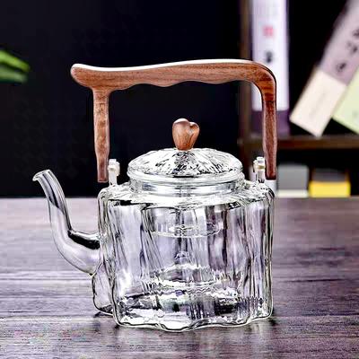 Large Capacity 1300ml Wooden Handle Glass Teapot High Borosilicate Heat Resistant Glass Beam Tea Pot Kungfu Tea Set Teaware