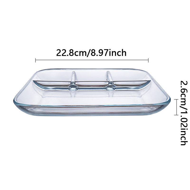 Heat-Resistant Glass Dumpling Tray With Sauce Tray, Divided Dinner Tray, Breakfast Tray, Home Kitchen Tools