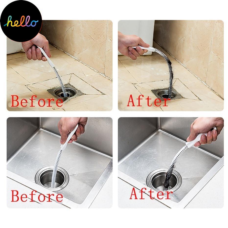 45cm Pipe Dredging Brush Bathroom Hair Sewer Sink Cleaning Brush Drain Cleaner Flexible Cleaner Clog Plug Hole Remover Tool