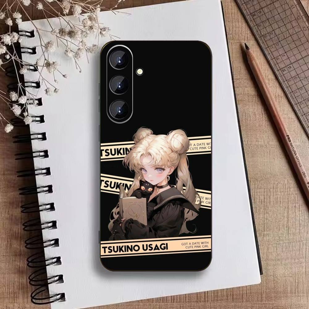 Cartoon F-Sailor M-Moons Phone Case For Samsung Galaxy A73,A21s,A22,A31,A52,A53,A71,A41Soft Black Shell
