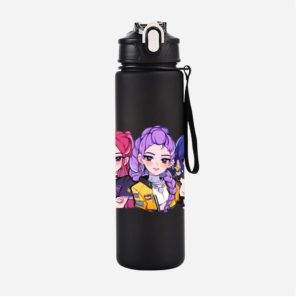 750Ml Water Bottler Anime K-Pop Demon Hunters Printed Character Water Cup Large Capacity Outdoor Portable Rope Drinking Bottle for Boy Girl Gift